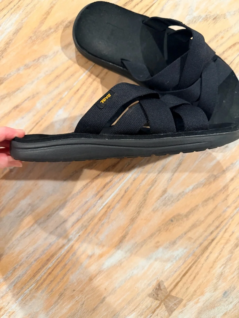 Unisex Teva Black Crisscross Slide Sandals M 9 W 11
